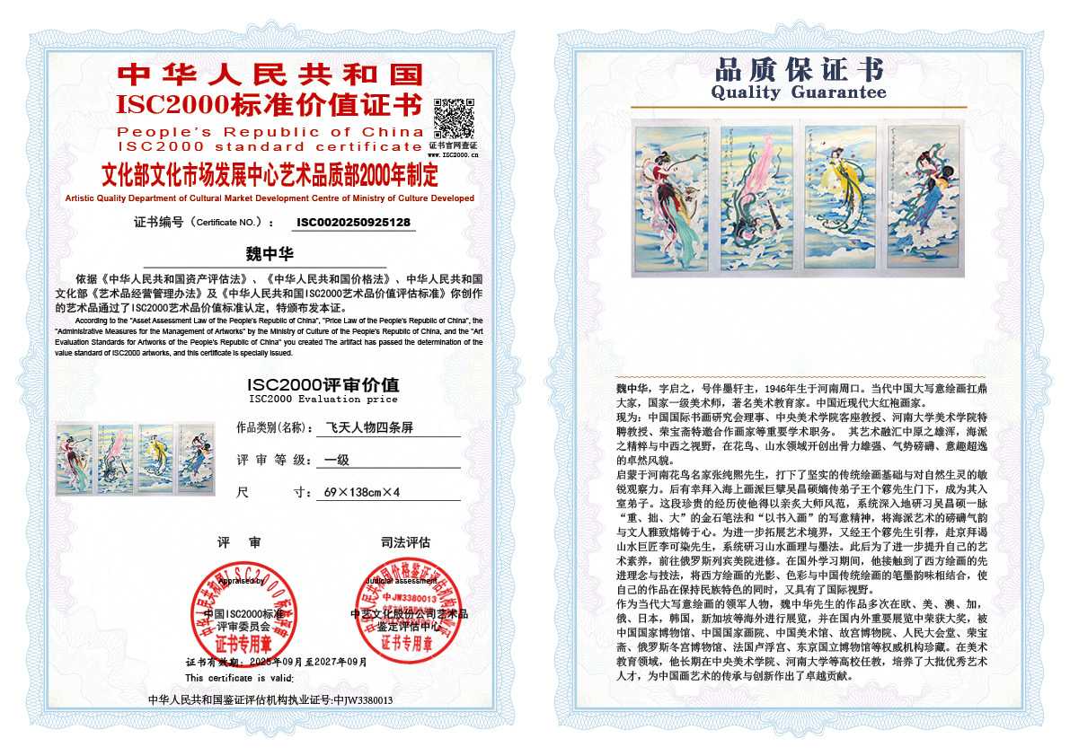 魏中华128《飞天人物四条屏》